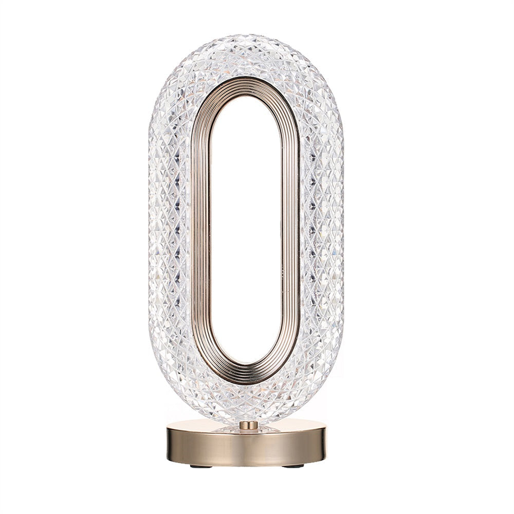 Acrylic Oval Rechargable Touch Lamp - Chrome